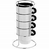 Gifts: набор из 4 кружек inset с подставкой, черный 