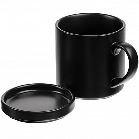 Gifts: кружка с подогревом и беспроводной зарядкой dual base plus, черная 
