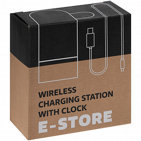 Gifts: зарядная станция c часами e-store для смартфона, часов и наушников, черная 