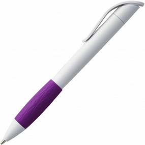 Gifts: ручка шариковая grip, белая с фиолетовым 