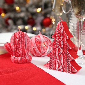 Gifts: свеча kniteam, клубок, красный 