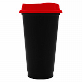 Gifts: стакан с крышкой color cap black, черный с красным 