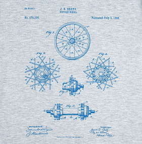 Gifts: футболка приталенная old patents. wheel, голубой меланж 