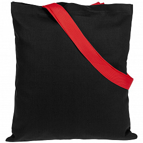 Gifts: холщовая сумка brightone, черная с красными ручками 
