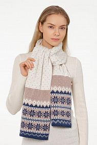 Gifts: шарф happy view, бежевый с синим 