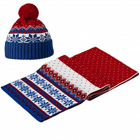 Gifts: шарф happy view, красный с синим 