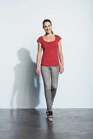 Gifts: футболка женская melrose 150 с глубоким вырезом, ярко-розовая (фуксия) 
