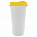 Gifts: стакан с крышкой color cap white, белый с желтым 