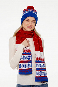 Gifts: шарф happy view, красный с синим 