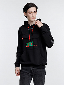 Gifts: худи унисекс с карманом на груди chest pocket, черное 