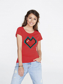 Gifts: футболка женская pixel heart, красная 