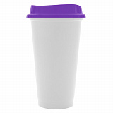 Gifts: стакан с крышкой color cap white, белый с фиолетовым 