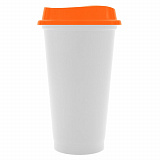 Gifts: стакан с крышкой color cap white, белый с оранжевым 