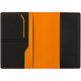 Gifts: обложка для паспорта multimo, черная с оранжевым 