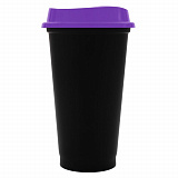 Gifts: стакан с крышкой color cap black, черный с фиолетовым 