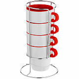 Gifts: набор из 4 кружек inset с подставкой, красный 