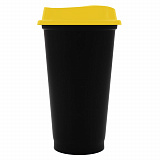 Gifts: стакан с крышкой color cap black, черный с желтым 