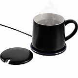 Gifts: кружка с подогревом и беспроводной зарядкой dual base ver. 2.0 matt, черная 