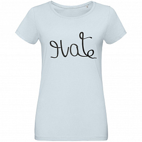 Gifts: футболка женская hate-love, голубая 